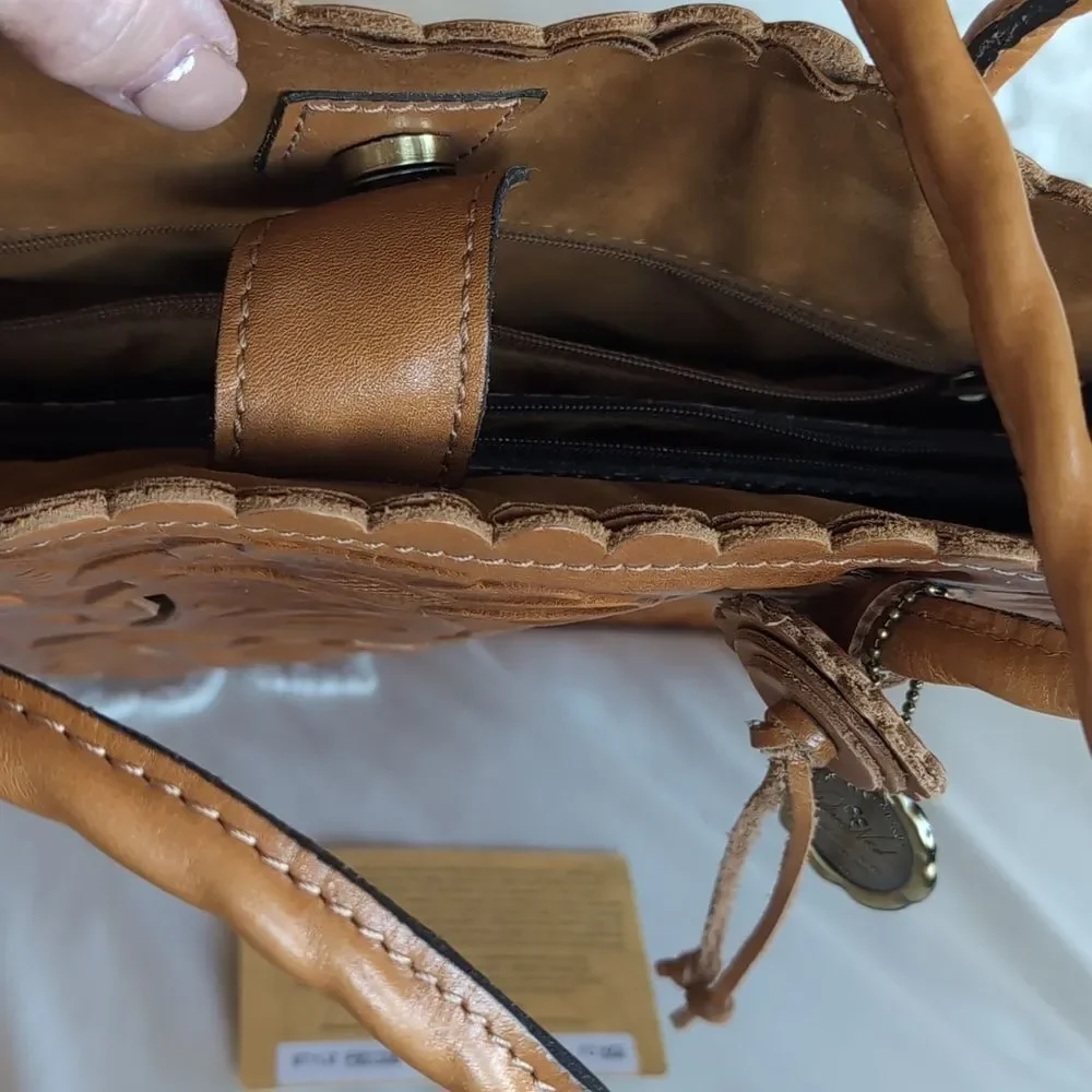 Patricia Nash Adeline 10th Edition  Hand Cutout Tooled Leather Tote Bag 🤎